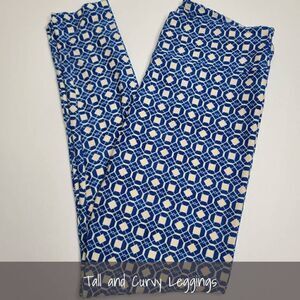 LuLaRoe TC Leggings Blue Cream NEW